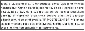 Obvestilo o načrtovanem izklopu električne energije